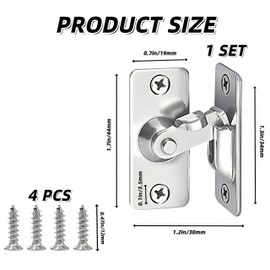 90 Degree Door Lock - Heavy Duty Stainless Steel Sliding Door Lock & Bathroom Lock with Secure Bolt, Right Angle Latch Easy Installation for Internal Doors, Toilets, Windows