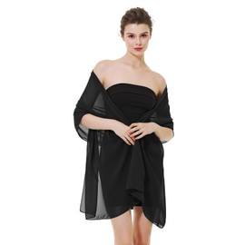 BEAUTELIATE Soft Chiffon Scarfs Shawls and Wraps for Evening Dresses Bridal Wedding Shawl Wraps, Black, One Size