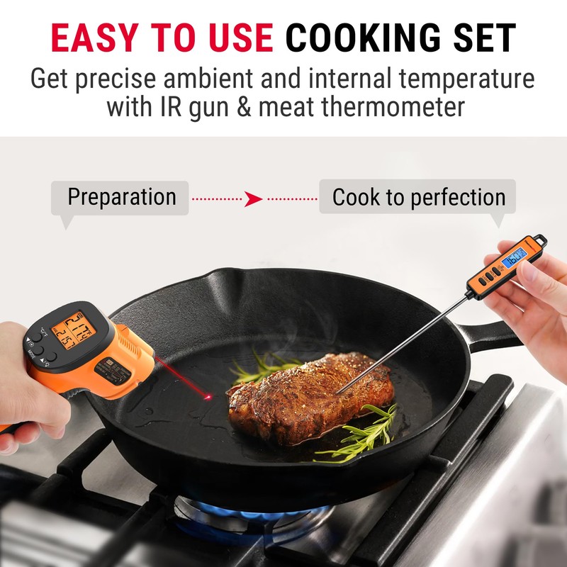 TempPro Temperature Gun, Infrared Thermometer Gun with Laser, Laser Thermometer