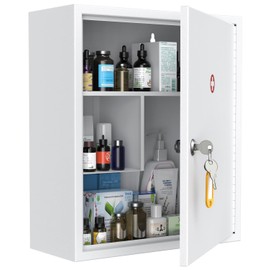 Uniclife - clóset de pared con cerradura de llave con cerradura de bloqueo de primeros auxilios gabinete médico con cerradura de gran capacidad, organ