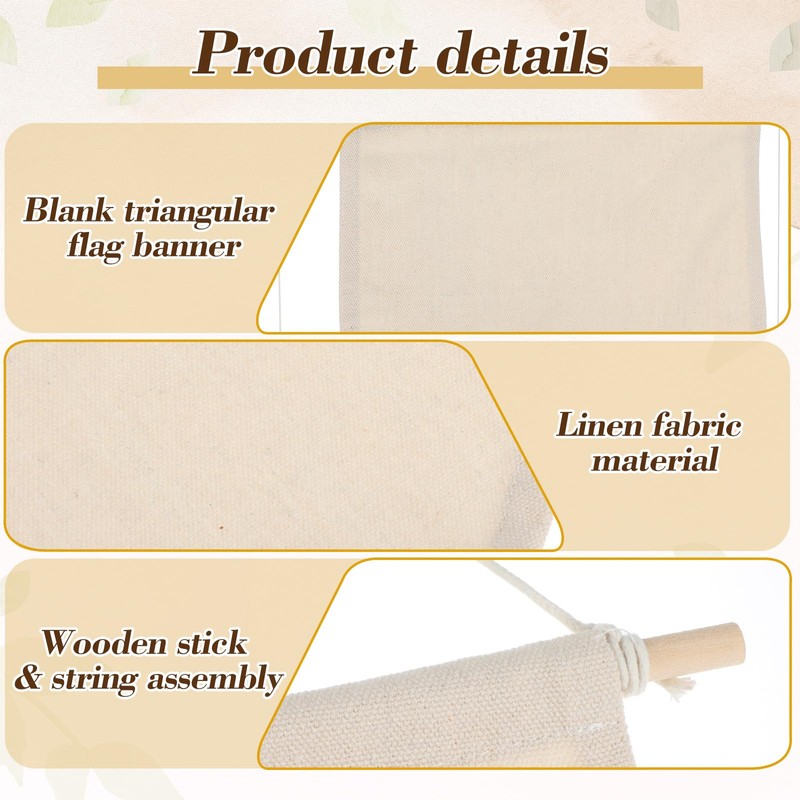 LXUEJIE 2 Pcs Blank Pennant Flag, Cotton Canvas DIY Banner,