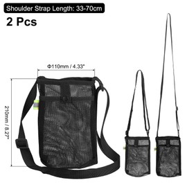 uxcell 2 Pcs Water Bottle Holder with Adjustable Shoulder Strap Water Bottle Carrier Bag Mesh Crossbody Water Bottle Carrier with Pocket for Sports Hiking Walking Travel, Black