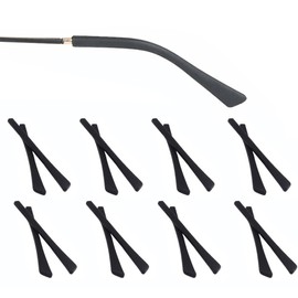 OPUGIT OPUGIT 8 Pairs Eyeglass Replacement Temples, Silicone Glasses End Tips Ear Sock Sleeve for Thin Metal Eyeglass Legs, Black