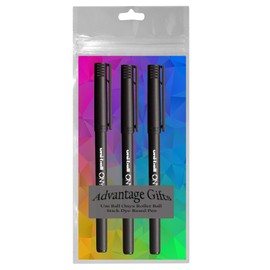 Uni-ball ONYX Rollerball Pen, Fine Point (0.7mm), Assorted Colors, Black/Blue/Red Ink, 3 Count, Bundle with Plastic Reusable Pouch