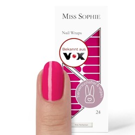 Original Miss Sophie Nagelfolien Pink Perfection I 24 ultra-dünne Nagellack-Streifen einfarbig in Pink I Für Finger- & Fußnägel I Hält auf Natur- sowie lackierten, Acryl-, Gel- & Shellac-Nägeln
