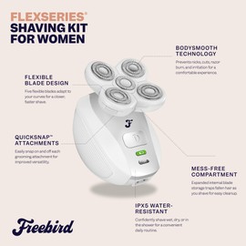 Freebird FlexSeries Electric Razor for Women - Silk Smooth Legs, Body Hair, & Pubic Shaver - for Private Area, Sensitive Skin, Bikini Trimmer