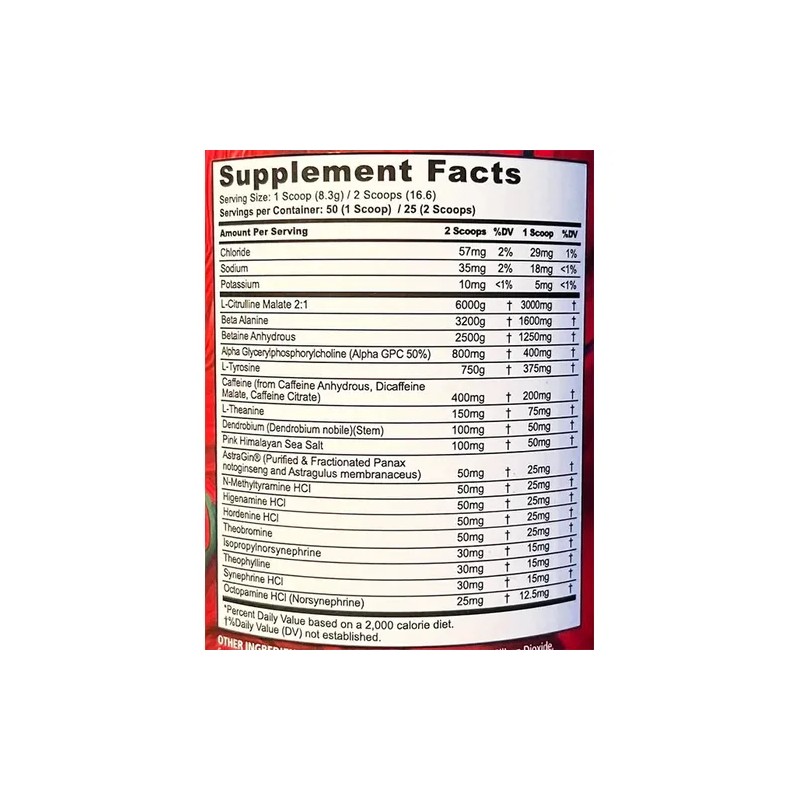 Pre Entreno Panda Supplements Rampage 50 Servicios Sabor Blue Venom