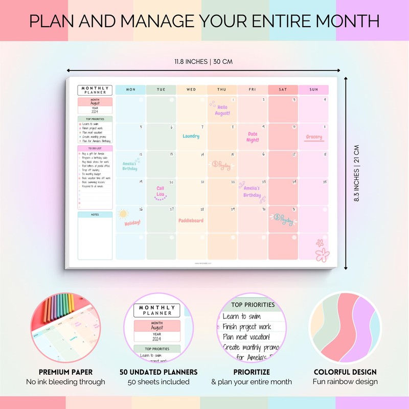 Monthly To Do List Notepad | Monthly Planner Desk Pad,
