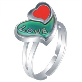 DATOA Cute Rainbow Heart Color Changing Mood Ring Emotion Feeling Temperature Finger Ring for Women-C