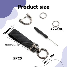 Eophmi Car Keyring,1 Pcs Keychain for Car Keys,Leather Car Key Chain,Car Keyrings for Men Women with Anti-Lost 360°Rotatable Swivel D-Ring and Screwdriver, Car Key Ring for Car (Black)