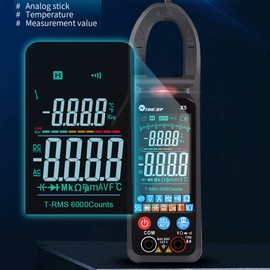 TOOLTOP X5 Handheld Portable Multifunction Clamp Meter LCD Display ℃/℉ Switch NCV Measuring Direct Current AC Current Voltage Resistance Capacitor Temperature Frequency Diode Measuring Automatic Measurement with Flashlight