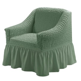Jeloris Stretch Armchair Slipcover Easy Fitted Sofa Couch Cover with Skirt, Durable Washable Universal High Elastic Furniture Protector for Kids, Pets (Small, Green)