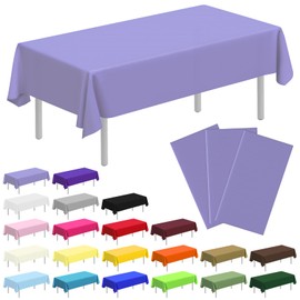 CC-SLZP 3 Pack Plastic Table Cloth Rectangle 54 x 108 inch Plastic Tablecloth Disposable Rectangle Leakproof for Parties, Picnic, Camping, Birthday, Weeding