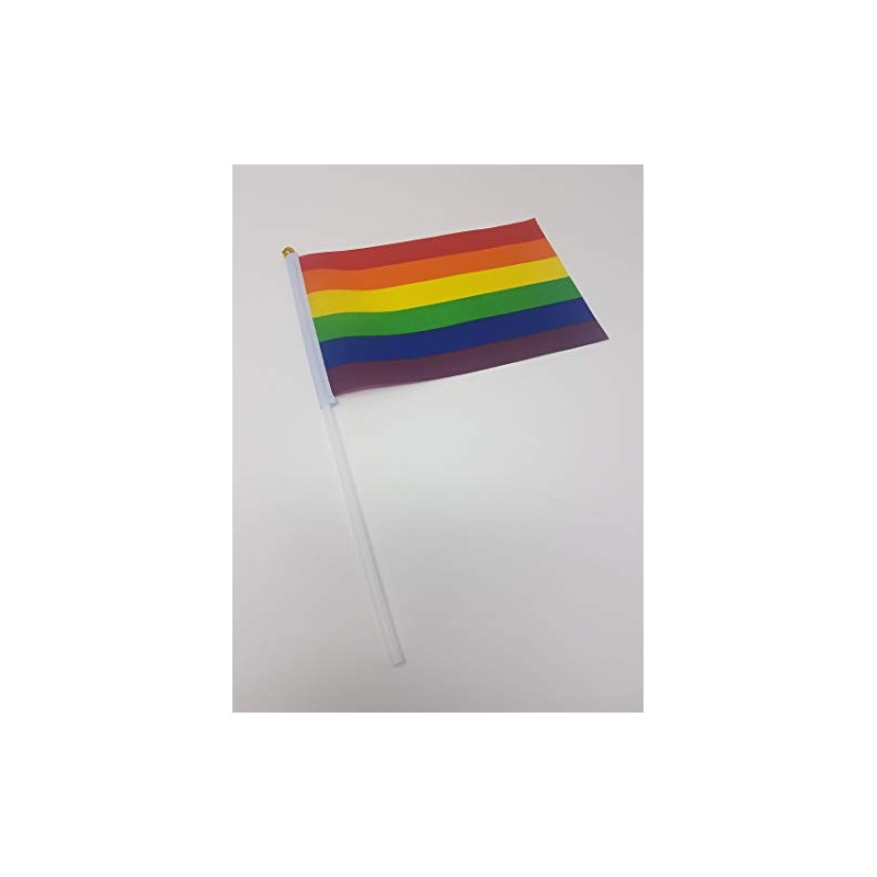 Mini Handheld Flags with Waving Sticks [Rainbow, Pack of 1]