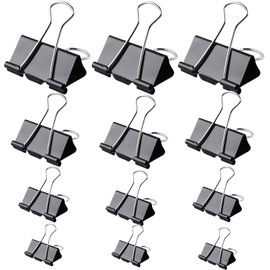 ZuiBestJia Pack of 100 Foldback Clips Black 15 mm/19 mm/25 mm/32 mm Paper Clips, Paper Clips, Metal Clips, Binder Clips, Multi-Purpose Clips for Office Supplies, Stationery Paper