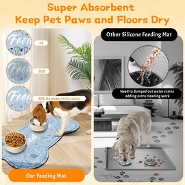 Pet Feeding Mat - Absorbent Dog Food Mat for Floors Waterproof，Dog Cat Placemat Mat for Food and Water Bowls - No Stains No Sliding Quick Dry Dog Water Mat Eating Mat Dish Mat D5-30 * 50cm