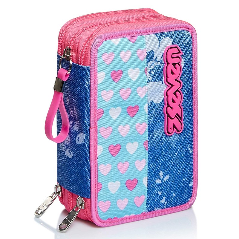 Astuccio 3 Scomparti Seven, Flying Dreams, Blu, Completo di Matite,