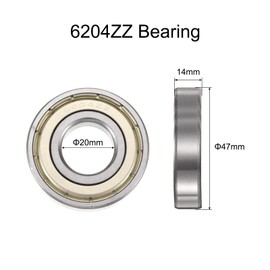 sourcing map 2pcs 6204ZZ Bearing 20x47x14mm, Chrome Steel Double Shielded Precision Bearing, Lubricated Deep Groove Ball Bearings, P6 (ABEC 3)