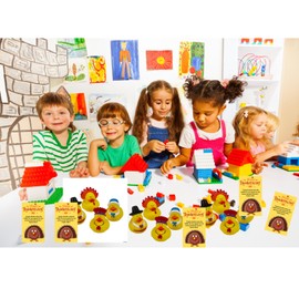 12 Sets Of Give Thanks Happy Thanksgiving Christian Greeting Cards Bible Verse Psalm 136:1 With Mini 2" Vinyl Thanksgiving Turkey Rubber Ducks