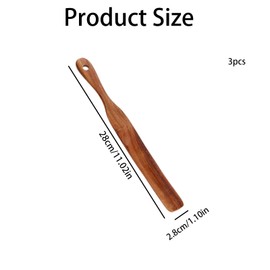 11Inch Wooden Spurtle Spatula for Baking, Sourdough Mixer and Jar Scraping - Food Grade Narrow Mouth Stirring Stick, Dough Whisk, Bowl Scraper Utensil