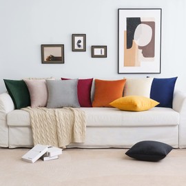 MIULEE Pack of 4 Velvet Cushion Covers Soft Decorative Square Throw Pillowcases with Invisible Zipper for Living Room Bedroom Sofa Couch Office Home 45x45 cm 18x18 Inch Burgundy