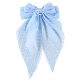 ZOONAI 8 Inches Big Tulle Layered Hair Clip for Women Girls, Large Long Bow Hair Clip Bowknot Hairpin Hair Accessories (Blue, One Size)