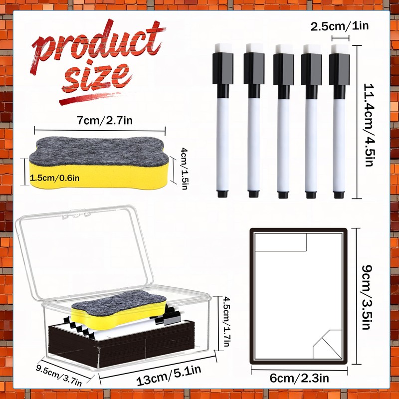 50 Pcs Reusable Dry Erase Token Cards with 5 Pcs