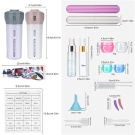 19 Pack Travel Bottles Set, QIUYMEI Leak Proof Travel Accessories, Refillable Travel Size Toiletries Containers for for Makeup Travel Supplies with TSA Quart Bag