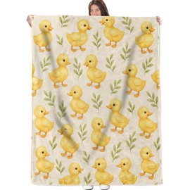 Linda manta de patito, manta de franela suave y acogedora para adultos, mujeres, niños, decoración del hogar para sofá, cama, 60 x 50 pulgadas