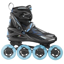 ROCES Women's Helium II TIF Lightweight Breathable Adjustable Fitness Sporty Outdoor Four 84mm Wheel Inline Racing Skates with Easy Entry System & Invisible Frame, Black/Azure, 6