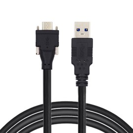 NFHK 5 Meters USB 3.1 Type-C Dual Locking Connector to Standard USB3.0 Data Cable for Camera with Panel Mount Screw