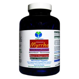 Myrrh + Chamomile + Coffee Charcoal 360 Powder Capsules for Stressed Intestines According to Ayurveda and Hildegard von Bingen - Pure Natural - No Additives [6 Months] 27160-360