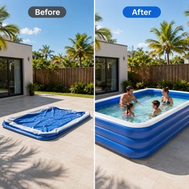 Extra Large Inflatable Family Pool for Backyard Fun – Thickened PVC Design with Quick-Inflate Air Valves