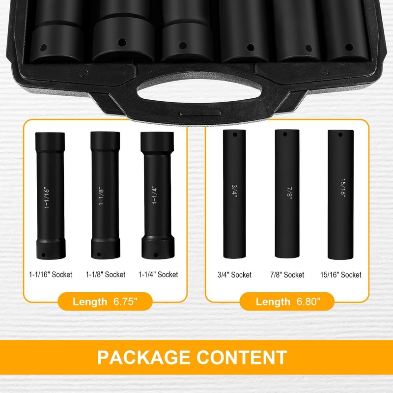 1/2 Inch Drive Heavy Duty Extended Length Extra-Deep Length Impact