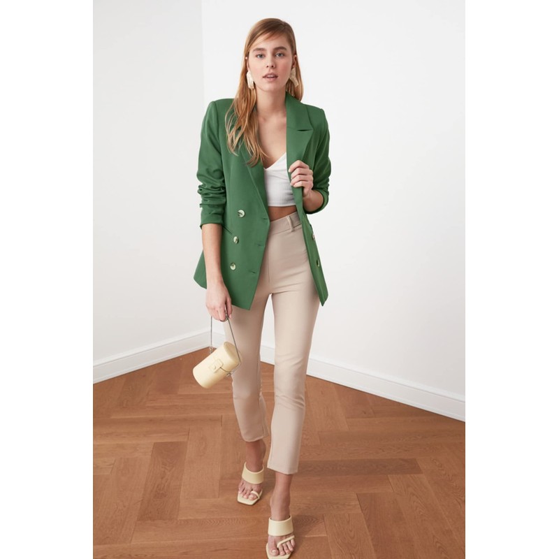 Trendyol Women Plus Size Regular fit Double-Breasted Lapel Collar Woven