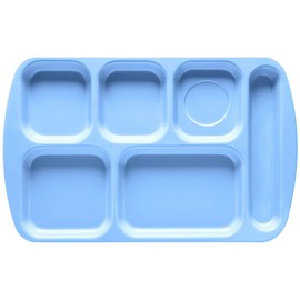 G.E.T. 6 Compartment School Cafeteria Tray, Right Handed, 10" x 15", French Blue (4 Pack)
