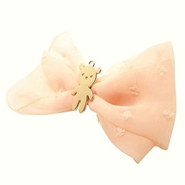 Topkids Accessories Handmade Hair Bow Vintage Luxury Beautiful Clip in Hair Bows Stylish Girls Women Kids Handmade Boutique Design (Teddy Bear with Pink Chiffon)