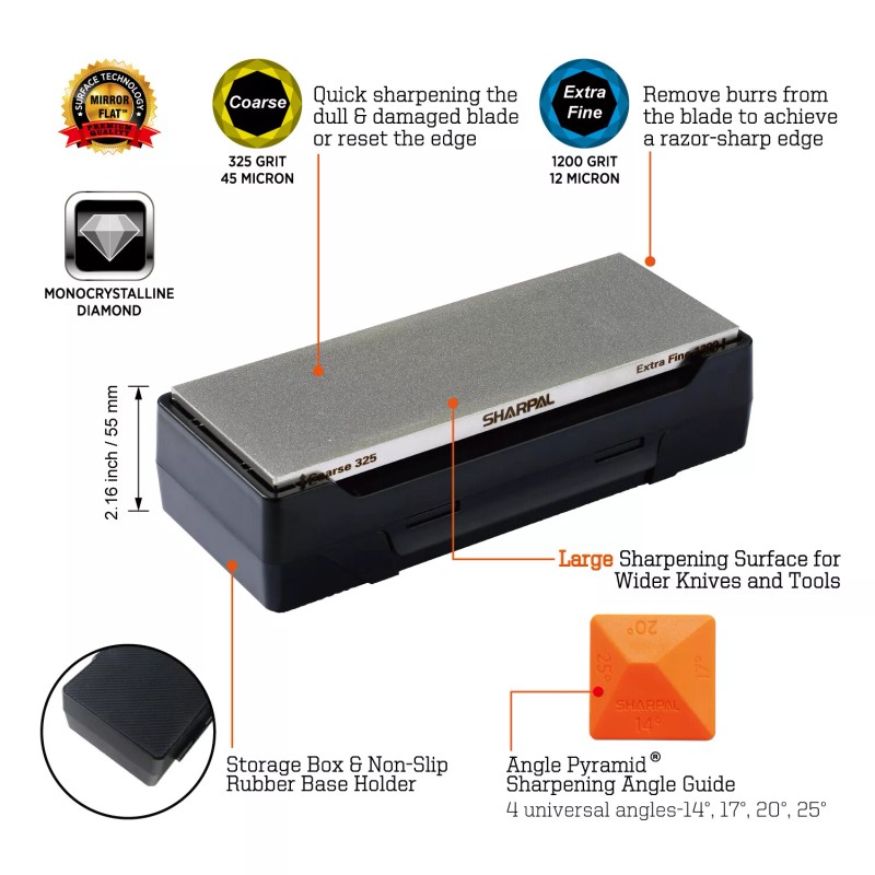 SHARPAL 162N & 156N Dual 325/1200 Grit Diamond Sharpening Stone
