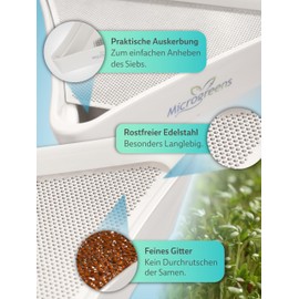 Mental-High Ceramic Cress Bowl with Stainless Steel Strainer - Flower of Life Sprout Bowl for Fresh Sprouts & Microgreens - Includes Instructions on Packaging