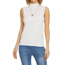 INKOFF Sleeveless Mock Neck Tops for Women Knit Sweater Turtleneck Soft Basic Vest Tank Lightweight XXL