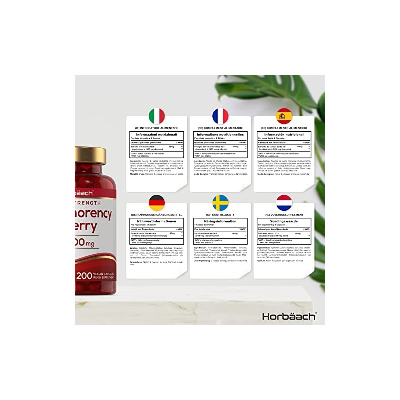 Montmorency Cherry Capsules 2400mg | 200 Count | Tart Cherry