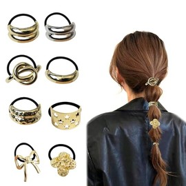 8 Piezas Metal Ligas para Cabello, Scrunchies para Cabello, Ligas para Cabello Niña, Donas para el Cabello, Metal Retro Elástico Scrunchies, Accesorios para Cabello Mujer