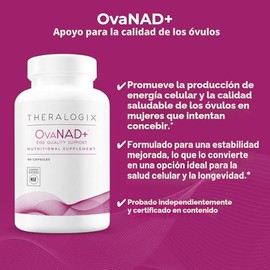Theralogix, OvaNAD+ Apoyo a la Calidad del Huevo, Suplemento de Ribosida de Nicotinamida (NR) y Pterostilbeno, Apoya la Energía Celular, Función Ovari