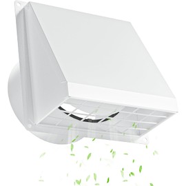 Hon&Guan 100 mm Weather Protection Grille with Integrated Backflow Flap, Ventilation Grille 100 mm Exhaust Grille for Wall Connection Exhaust Air, Cover Extractor Hood, Dryer, White