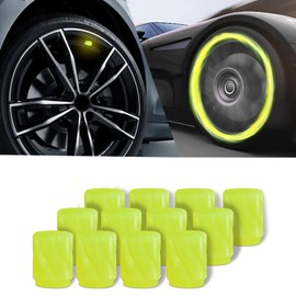 12PCS Luminous Auto Tire Valve Stem Caps, Fluorescent Glow in The Dark Air Caps Cover, Illuminated Corrosion Resistant Tire Pressure Caps, Universal Car Exterior Accessories for SUV, Truck (Yellow)