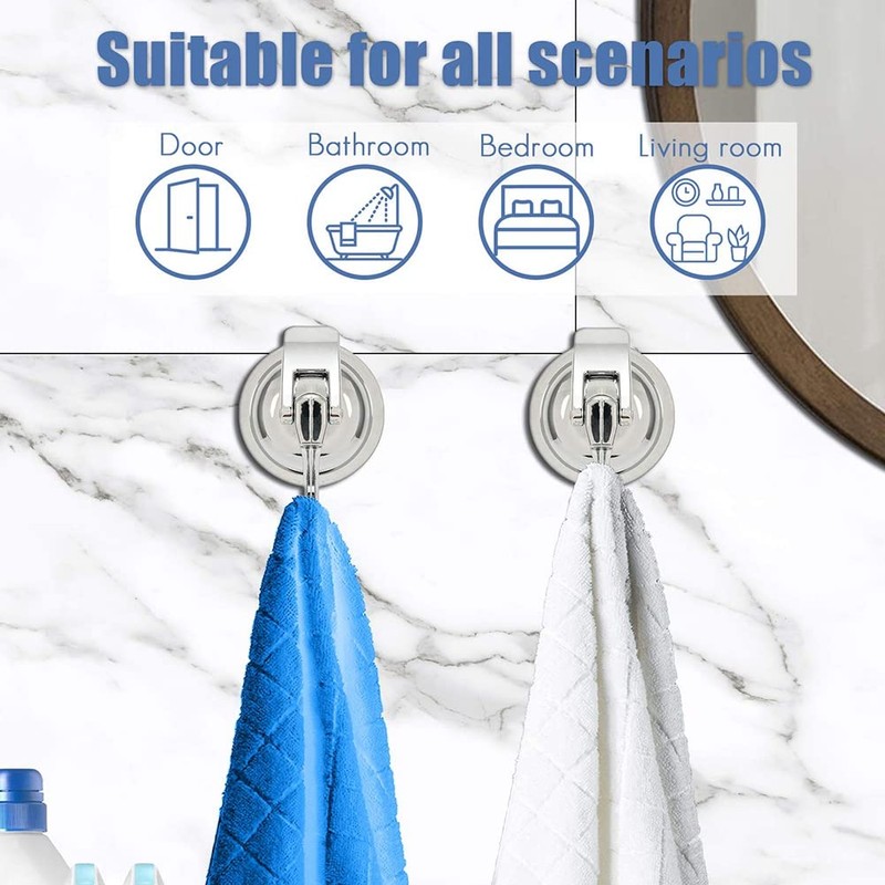 Peakloong 4Pack Heavy Duty Vacuum Suction Cup Wreath Hanger Silver-Plated
