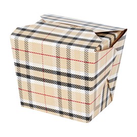 Restaurantware Bio Tek 2.8 x 2.2 x 2.5 Inch Food Containers 200 Noodle Takeaway Boxes - Disposable Sturdy Plaid Paper 8 Ounce Take Out Boxes Rectangle For Hot Or Cold Foods