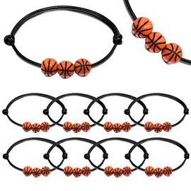 AFCJLTO 10 Piece Sports Charm Bracelet Set Basketball Beads - Adjustable for Kids, Boys and Men, Ideal as a Source of Inspiration and Great Gift at Sports Parties