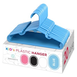 Sharpty Perchas de plástico para niños, ideales para uso diario estándar, perchas de bebé, paquete de 20 (azul, paquete de 20)