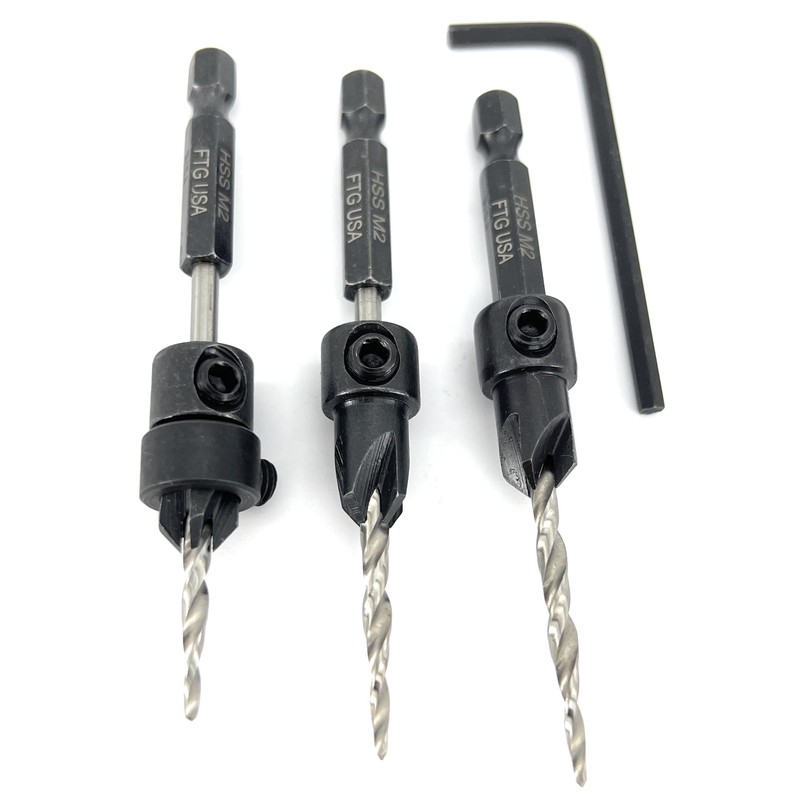 FTG USA Countersink Drill Bit Set for Wood with Tapered